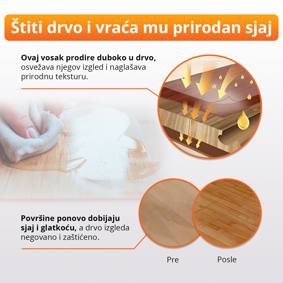 BeeWax - Prirodni pčelinji vosak za poliranje drveta