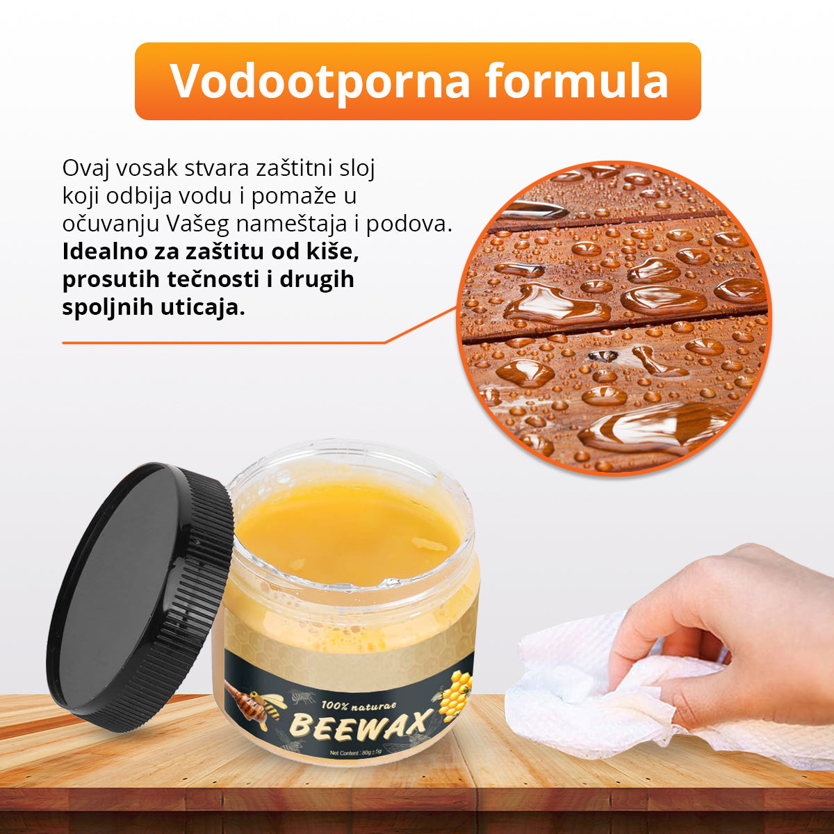 BeeWax - Prirodni pčelinji vosak za poliranje drveta