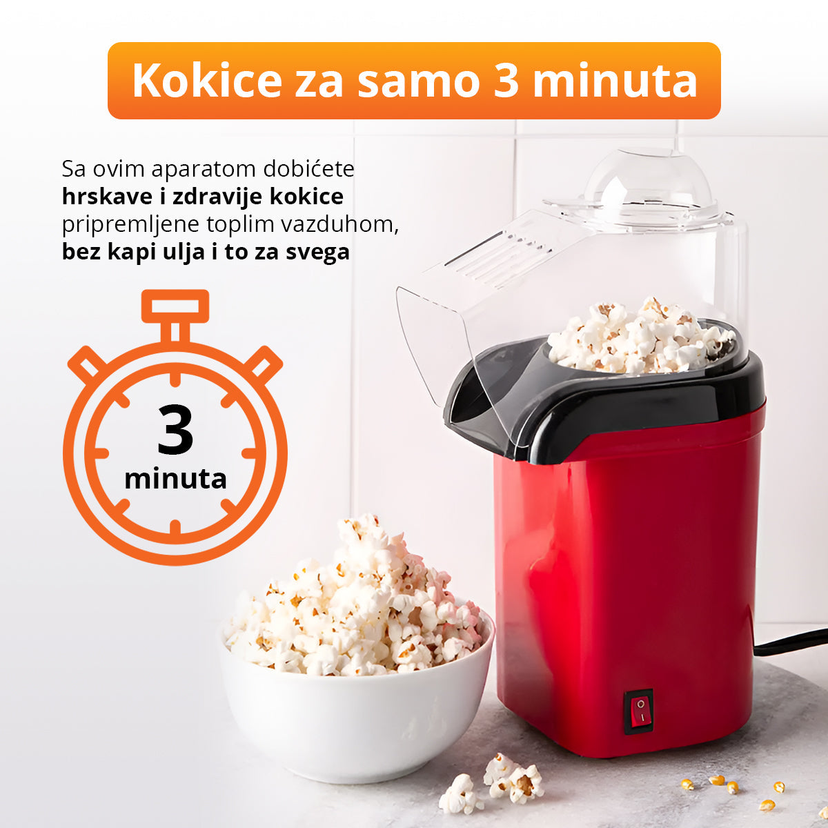 Aparat za pravljenje kokica bez ulja