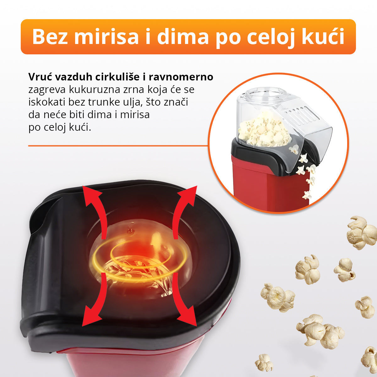 Aparat za pravljenje kokica bez ulja